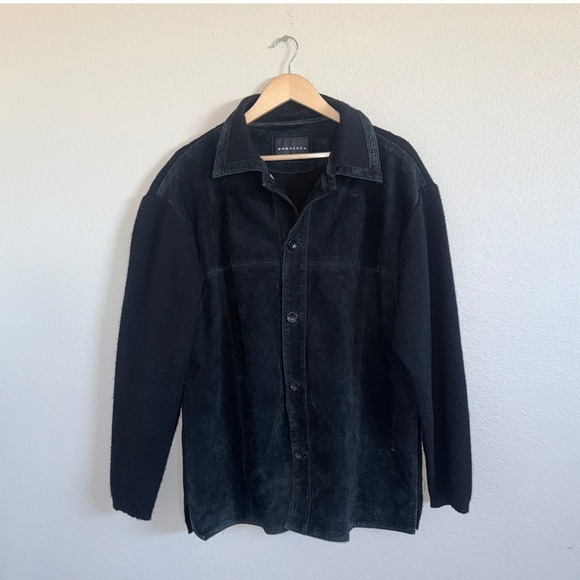 Baracuta Black Suede Knit Mens Jacket Size L Italy Luxury Rugged Designer
